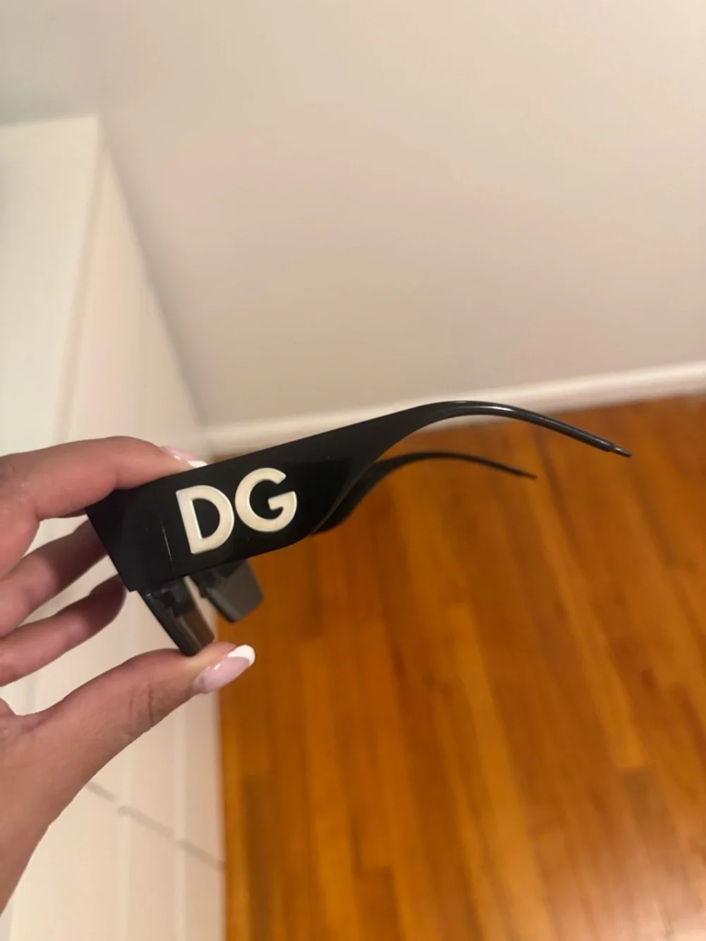 Dolce & Gabbana Black Oversized Logo Shield Sunglasses